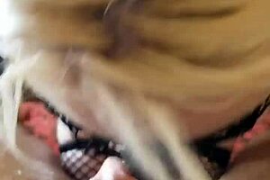 Ashley Lashae enjoys sucking on that big black dick in an interracial encounter.