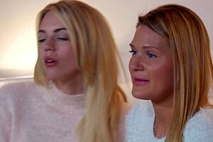 Abby Cross and Blake Eden scissor passionately. They taste their combined wetness from fingering and licking.