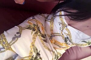 sexy mami masturbates in living room when husband leaves her horny