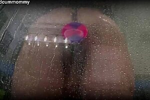 Spied on my chubby roommate using her new toy in the shower