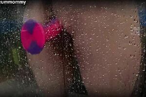 Spied on my chubby roommate using her new toy in the shower