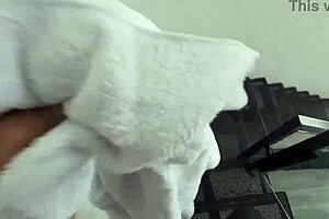 the sexy employee follows her boss's orders, giving a blowjob outdoors in cowgirl style with natural tits bouncing