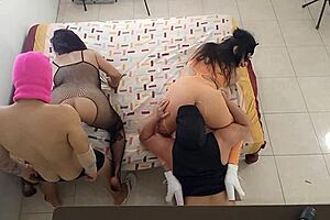 Orgies In Spanish: Two Couples Fuck And Have A Crazy Sexual Orgy With Brunette Riding Intensely While White Girl Watches Her Man Unfaithfully