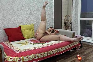 Wax on the body and anal masturbation to orgasm chubby with big ass fucks insatiable holes using dildo