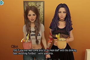 Blonde cheerleader from Elmwood University struggles to fit big white cock in her mouth during blowjob.