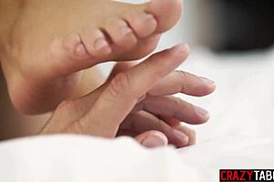 good morning with a beautiful footjob by small tits milf rebecca volpetti... oops i mean early morning foot fetish reality