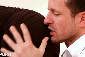 big tits brunette milf skips face strapon for hard cock in wet pussy missionary and cowgirl