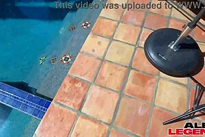 sexy milf shay sights gets really wet near the pool but not from the water