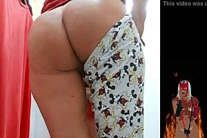 Hot Milf Showing Pussy And Ass In Store Fitting Room While Trying On Sexy Lingerie And Panties Outdoors