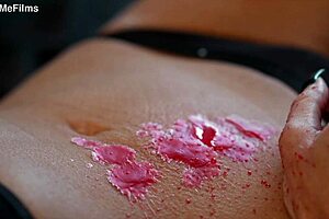 oh god, this wax punishment feels so intense on my fit milf body with wet pussy dripping, she moans in bdsm solo