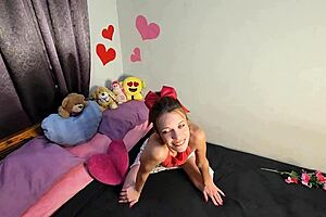 I want to be your valentine but first you have to cum for me in this pov blowjob with my small tits and feet.