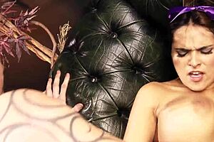 I dressed as dwarf and drilled nasty Snow White with her big fake tits on couch