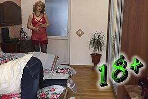 i dominate and humiliate my lover with strapon anal in bedroom femdom