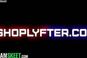 Smoking-hot brunette stole a dress so the security guard ripped it off and gave her anal creampie