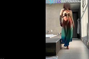 sensual dancing in skirt and panties outdoors