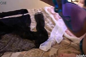 Julia Ann Performs Lingerie Strip-Tease Showcasing Big Butt And Wet Pussy With Teasing Moves