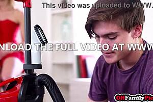 Two Seductive Stepmoms Give Lucky Stepson Intense Pov Double Blowjob in Hot Threesome Action