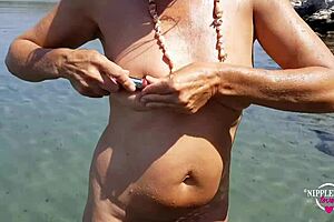 Nippleringlover hot pissing nude beach pierced pussy wide open huge pierced nipples