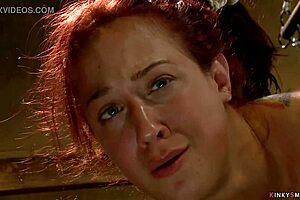 Butt Plugged Lesbian Slave Gets Fucked in Bondage With Deepthroat Gagging and Whipping