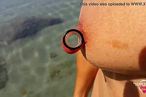 Nippleringlover hot pissing nude beach pierced pussy wide open huge pierced nipples