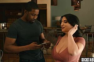 big tits milf sarah arabic shared husband isiah maxwell with blonde babe in threesome licking and interracial action on bed