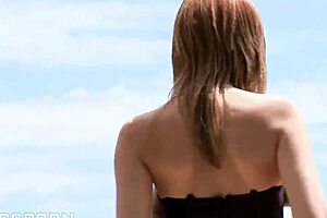 hey, check out this glamourous milf in sexy lingerie toying her pussy outdoors in the garden