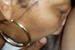 Gorgeous black milf craves that dick and balls in her blowjob session!