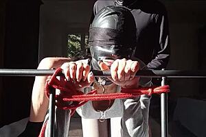 Laura On Heels Sexy Milf Bound In Latex Stockings And Heels Gets Fucked With Cum On Tits