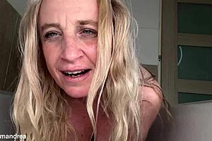 Oh wow, feeling that wet prolapse while masturbating in the shower... big ass curvy milf fisting her anal toys dildo outdoors 😏💦