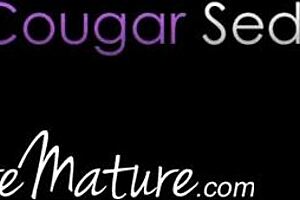 Pure mature blonde milf receives creampie from young stud in intense session