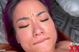 Asian hot wife milf Katie Lin takes on ant hop action.