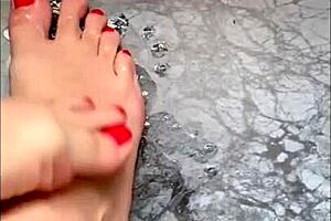 Huge Giantess Feet Covered in Cum Ready to Stomp You with Footjob Fetish
