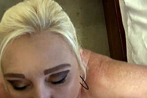 A blowjob from amateur blonde milf with titty job and lots of her pierced pussy close up action.