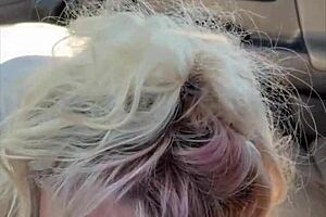 Pretty hooker kneels down for a man to release in her mouth after a deepthroat blowjob on the street.