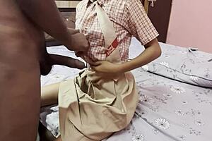 Indian Village Teen 18+ Schoolgirl Takes Big Cock in Hardcore Quickie with Cum on Ass!