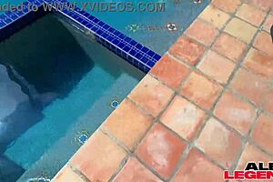 Sexy milf shay sights tempts with big tits and ass by the pool