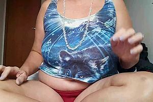 Hey, watch this camgirl series with blonde milf's huge natural tits solo