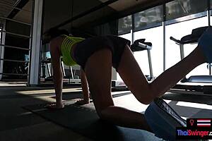 Will amateur Thai milf use gym and big cock workout to stay fit and in shape?