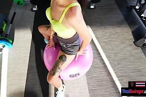 Will amateur Thai milf use gym and big cock workout to stay fit and in shape?