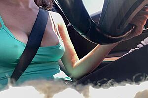 Italian Big Tits Milf Artemisia Love Shows Horny Outdoor Close Up of Natural Tits and Nipples in Car