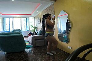 This slutty dancing whore turns into my best latin stepsister at home alone, always submissive and fun while teasing in lingerie before we fuck wildly