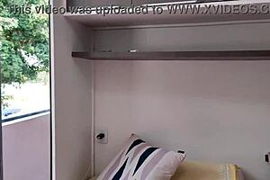 Hot brazilian stepsister teases in tight shorts until muscular guy fucks her anal doggystyle with creampie and cum farting.