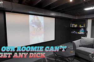our roomie can't get any dick, i mean he's strugglin' with that big black cock double penetration and squirting