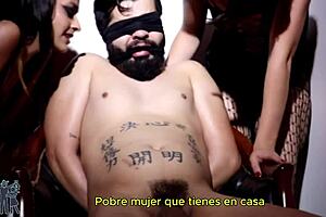 Brazilian brunette lady gives femdom handjob to cheating husband in revenge snow scene with friend