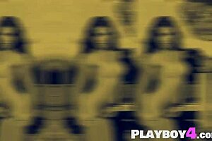 big tits milf strips naked after babe exposes shaved pussy!