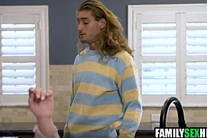 Hey, check out this lucky stepson fucking his stepmom and stepsister in taboo action