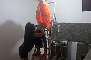 uh i seduced the athletic muscular builder guy sucked his cock then he fucked me standing up deliciously