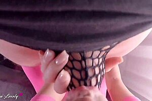 i suck big cock in fishnet panties and play with cum after cumshot