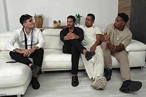 Gangbang anal session dominates Spanish beautiful blonde bbw with double penetration and monster cocks drilling her curvy big ass hard