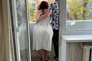 stepmom got frozen by strong wind so stepson helped with anal and blowjob in taboo mother-in-law encounter